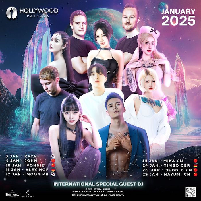 January 2025 DJ Line-Up at Hollywood Pattaya Nightclub