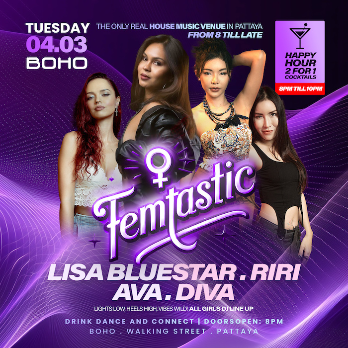 Lisa Bluestar, Riri, Ava & Diva at Boho Pattaya March 4th 2025